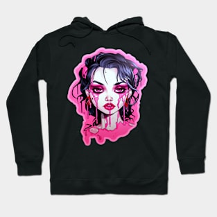 Goth Girl Pink Lipstick Hoodie